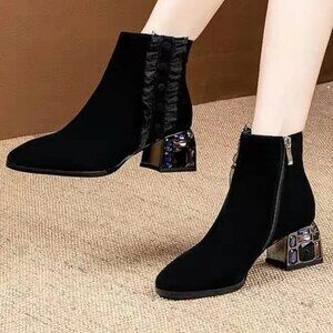 NWOT- Faux Suede Lace Ankle Boots (US 7)